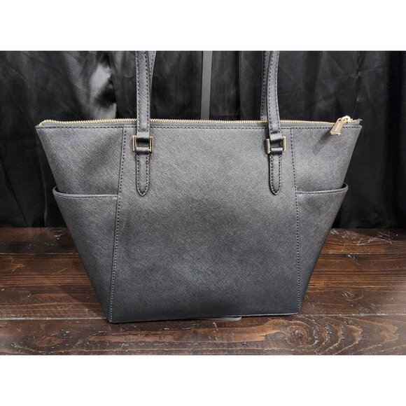 Michael Kors Charlotte Large Saffiano Black Leather Top-Zip Tote Bag/Excellent U - Picture 3 of 6